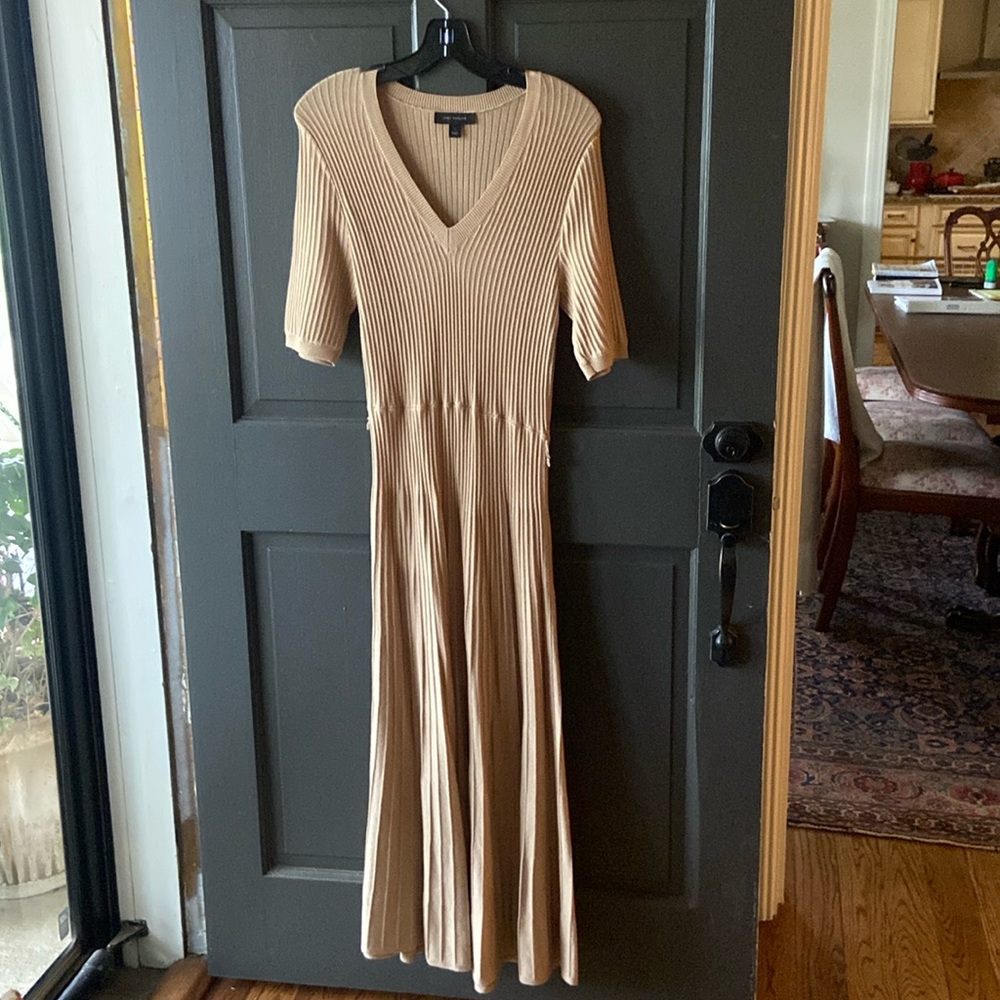 Ann Taylor small, long khaki/tan knit dress